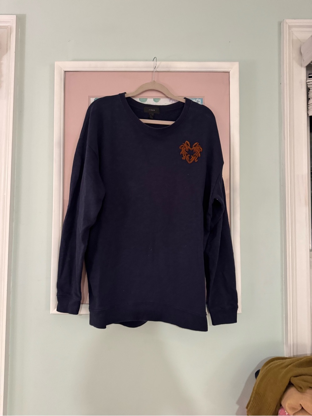 Navy Sweatshirt with Orange Crest